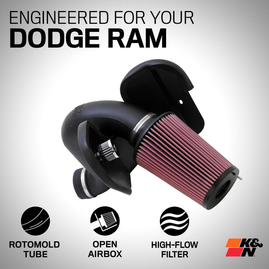 K&N FILTER 57-1532 K&N Cold Air Intake System: High-Flow Air Filter, Increase Performance & Towing: Compatible with 2003-2007 Dodge/RAM: 2500,3500, 57-1532