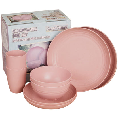 CAMP CASUAL CC-011RR Camping Plates Cups and Bowls Set - 8-pc Wheat Straw Dinnerware Sets - 2 Bowls, 2 Cups, 2 Small & 2 Large Indoor/Outdoor RV Dishes - BPA Free, Dishwasher & Microwave Safe Camp Casual (Rustic Red)