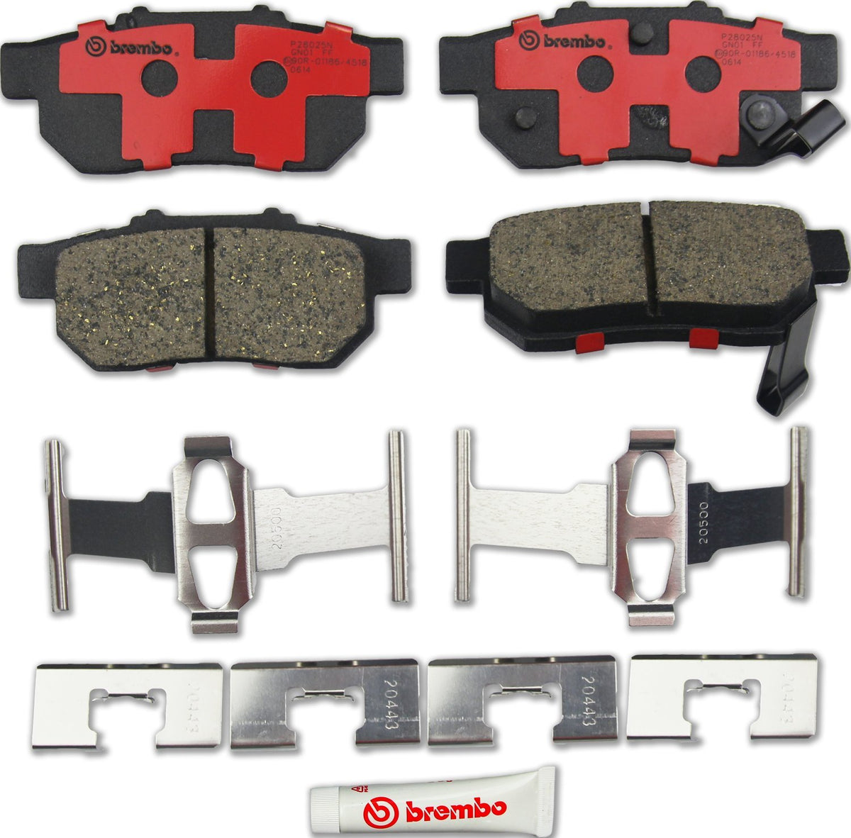 BREMBO P28025N Brembo P28025N Premium Ceramic Rear Disc Brake Pad Set ACURA/HONDA/HONDA (GAC)/MAZDA OE# 43022TF0G01