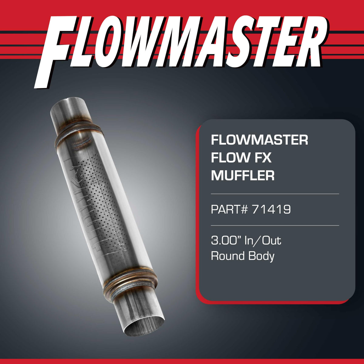 FLOWMASTER 71419 Flowmaster Flow FX Chambered Muffler – 3.00" Center In / 3.00" Center Out