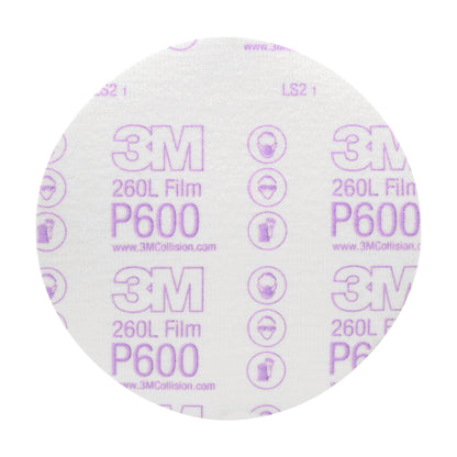 3M 00971 3M Hookit Finishing Film Abrasive Disc, 260L, 00971, 6 in, P600
