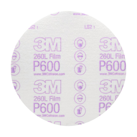 3M 00971 3M Hookit Finishing Film Abrasive Disc, 260L, 00971, 6 in, P600