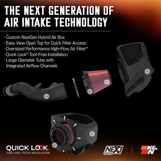 K&N FILTER 50-1572 K&N NextGen Cold Air Intake System: High-Flow Cotton Filter: Compatible with 2016-2025 Dodge/Jeep: Durango, Grand Cherokee, Grand Cherokee WK, 50-1572