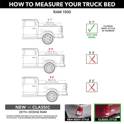 TRUXEDO 544901 RealTruck TruXedo Lo Pro Soft Roll Up Truck Bed Tonneau Cover | 544901 | Fits 2009 - 2018, 2019 - 2020 Classic Dodge Ram 1500 w/RamBox 5' 7" Bed (67.4")