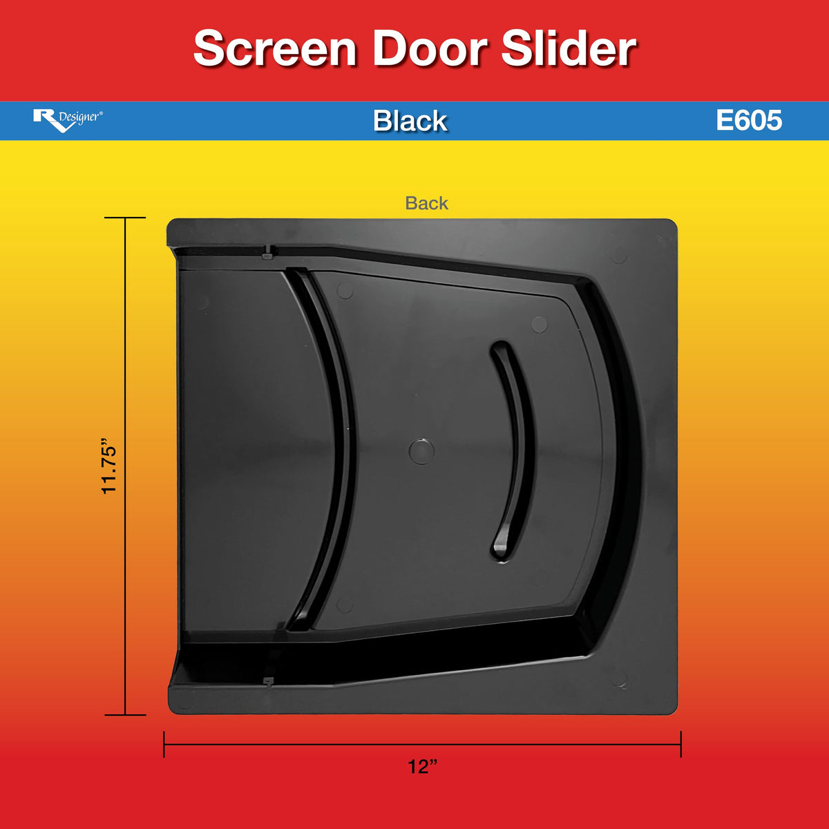 RV DESIGNER E605 RV Designer E605 - RV Screen Door Slide Panel, Black, 12" W x 11.75" H
