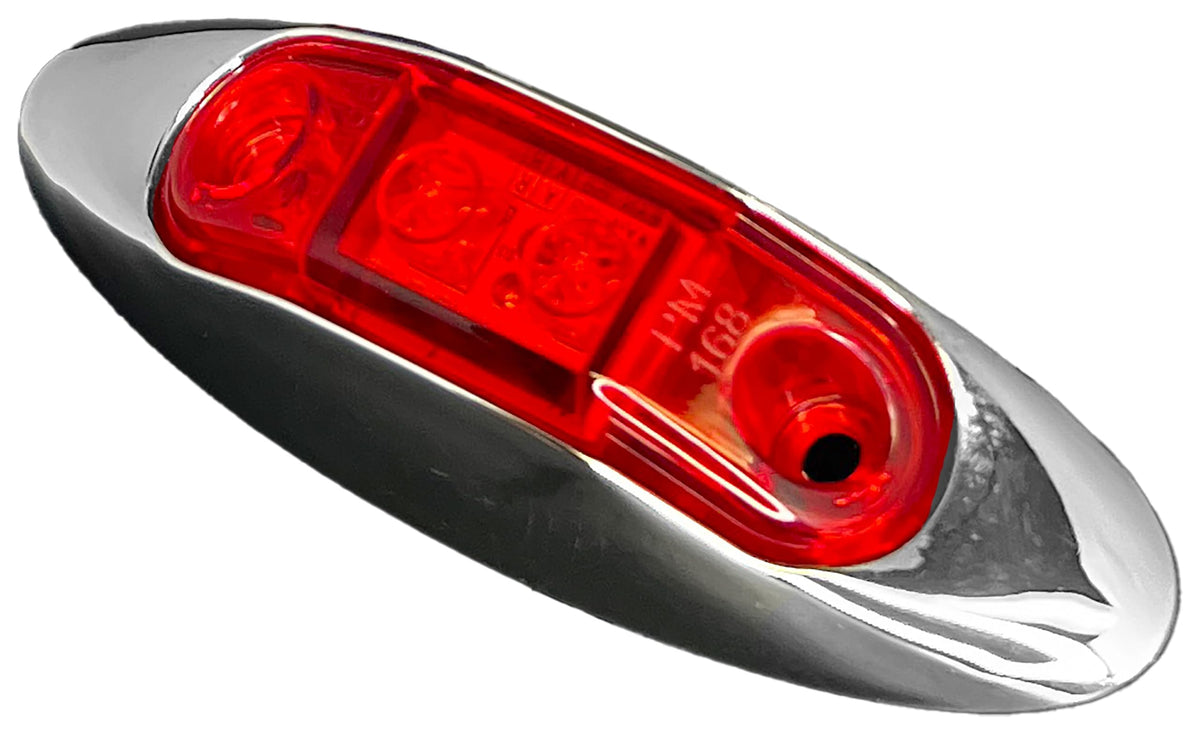 RV DESIGNER L933 RV Designer L933 - Red Oblong w/Chrome Bezel LED Marker/Clearance Light