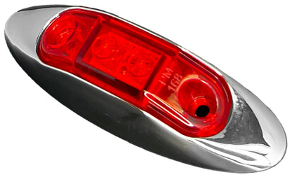 RV DESIGNER L933 RV Designer L933 - Red Oblong w/Chrome Bezel LED Marker/Clearance Light