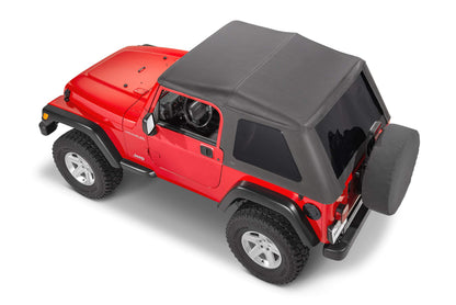 MASTERTOP 15501235 MasterTop SkyMaster Complete Fastback Soft Top in Black Diamond Vinyl|Works or is compatible with 1997-2006 Jeep TJ Wrangler|Includes all hardware and Fabric for a complete install|15501235