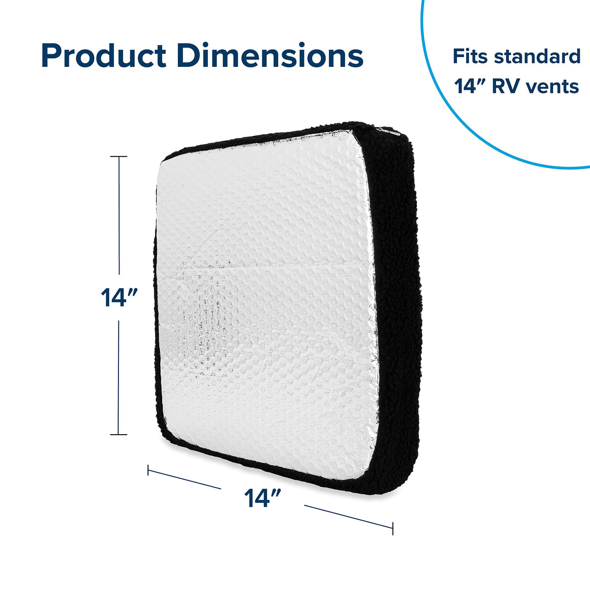 CAMCO 45196 Camco 45196 RV Black-Out Vent Insulator with Reflective Surface, 14-Inch x 14-Inch, Black - Blocks The Sun's Damaging Rays - Reduce Heat Transfer and Increases A/C Efficiency