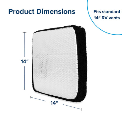 CAMCO 45196 Camco 45196 RV Black-Out Vent Insulator with Reflective Surface, 14-Inch x 14-Inch, Black - Blocks The Sun's Damaging Rays - Reduce Heat Transfer and Increases A/C Efficiency