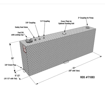 RDS MFG INC 71083 RDS MFG INC 71083 Rectangular Auxiliary/Transfer Fuel Tank - 45 Gallon Capacity