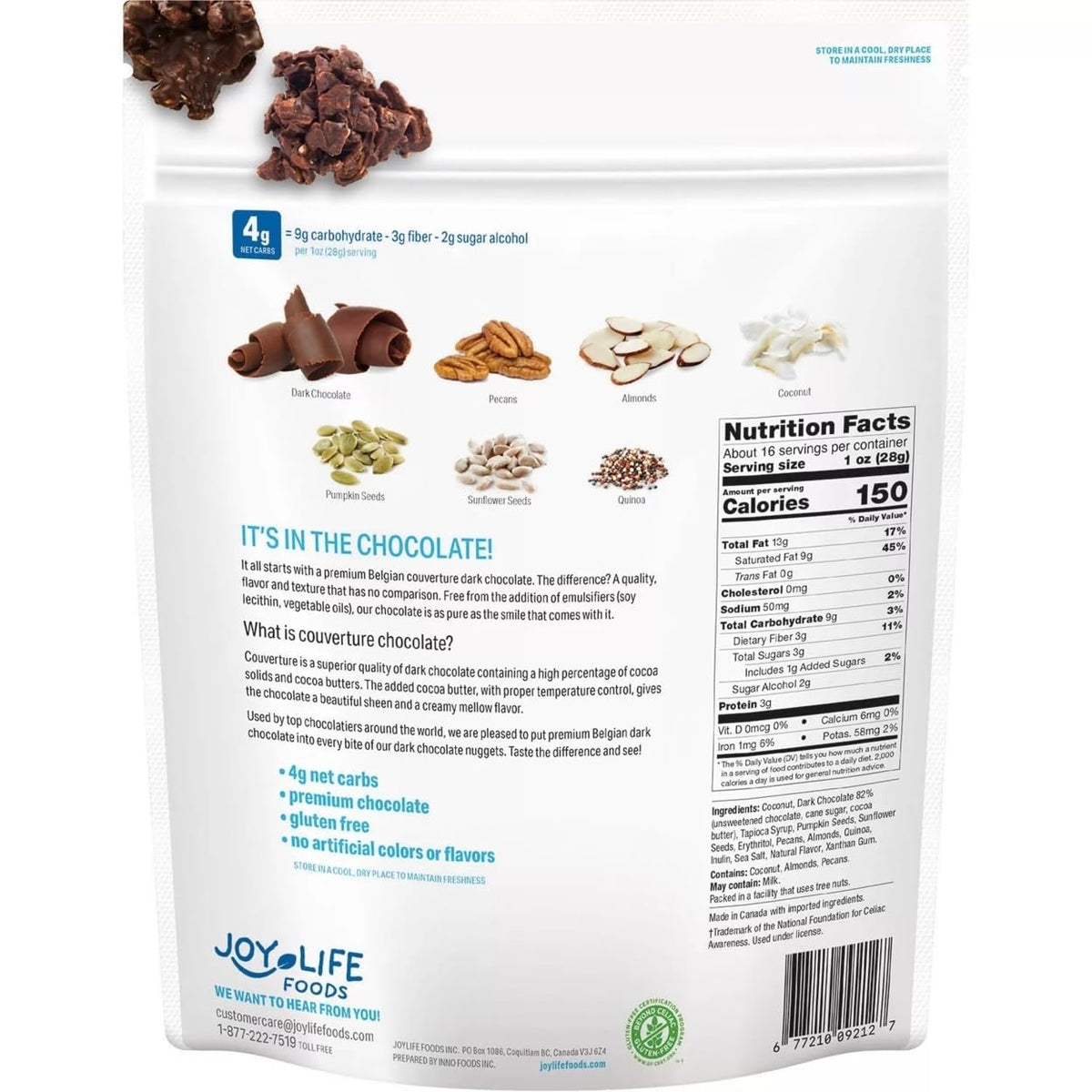 Joy Life Foods Joy Life Foods Dark Chocolate Keto Clusters with Pecans, Almonds & Seeds, 16 oz