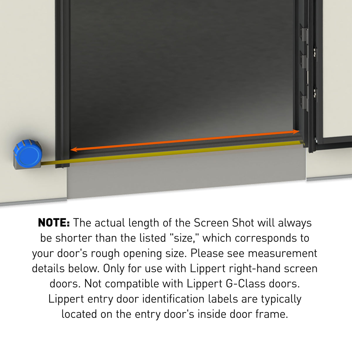Lippert Components 730812 Lippert Screen Shot Automatic RV Screen Door Closer, 24" Length with Elastic Tab, Add-on Accessory Fits Lippert Entry Doors on 5th Wheel RVs and Travel Trailers - 730812