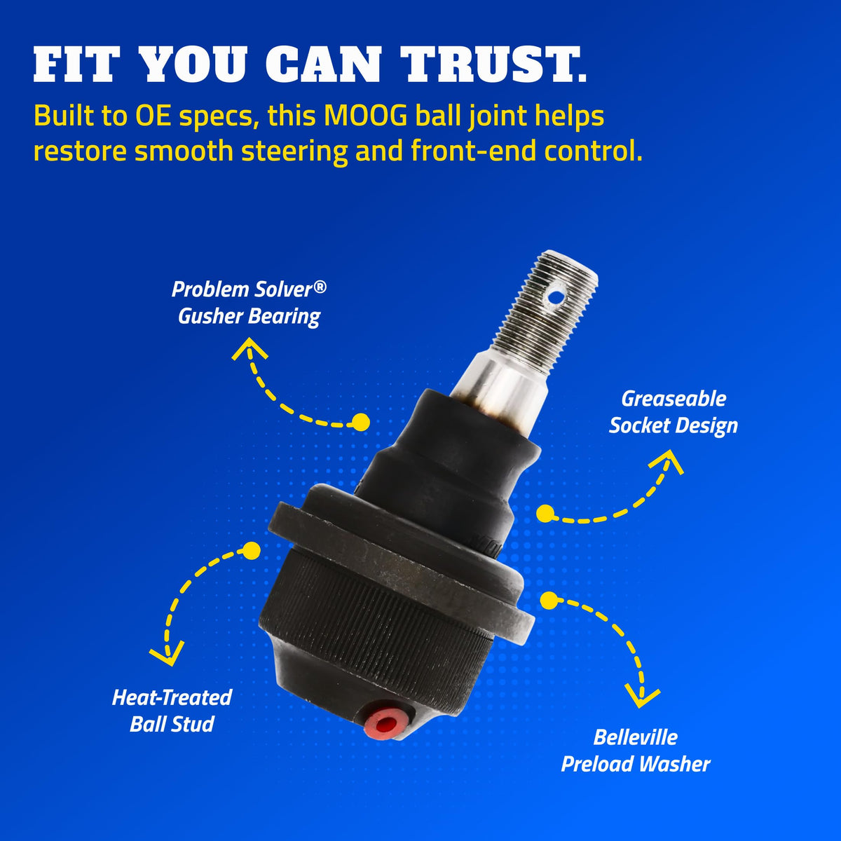 MOOG K6693 MOOG Inner (At Connecting Rod) Steering Tie Rod End - Front Lower Suspension Joint - Heavy Duty - Precision Fit Joint with Greaseable Bearing Socket