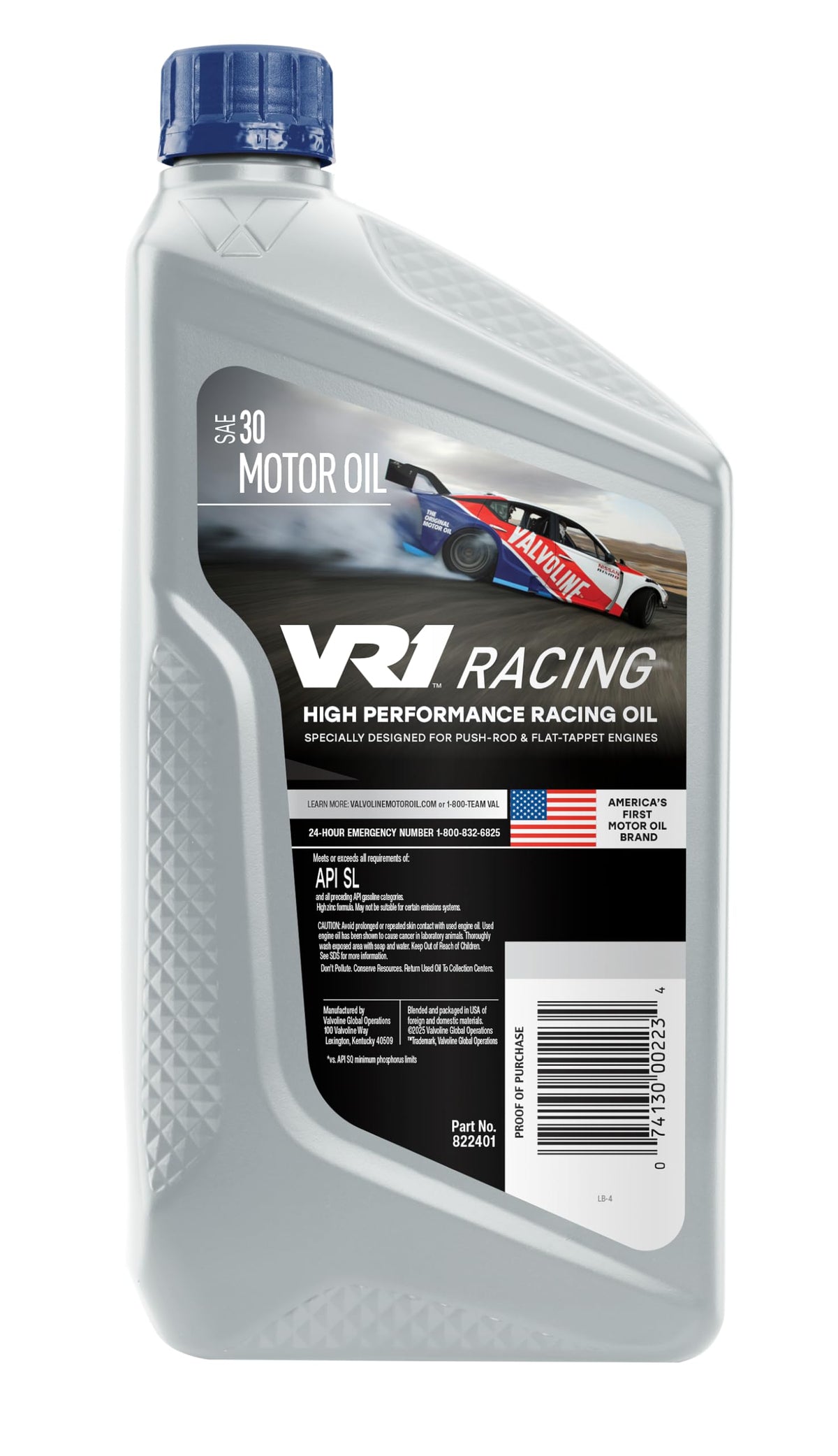 VALVOLINE 822401 Valvoline VR1 Racing SAE 30 Motor Oil 1 QT, Case of 6