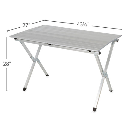 CAMCO 51892 Camco Aluminum Roll-Up Table with Carrying Bag, Seats 4-6, Lightweight & Portable for Outdoor Camping, Tailgating, Beach, Parties and RV Use, Silver