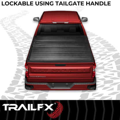 TRAILFX TFX2201 TrailFX Soft Rolling Tonneau Cover for Ram 1500 5.7 Foot Bed 2009-2024 Black Vinyl with Aluminum Rails Lockable Tailgate Handle Hook and Loop Installation Low Profile TrailFX TFX2201