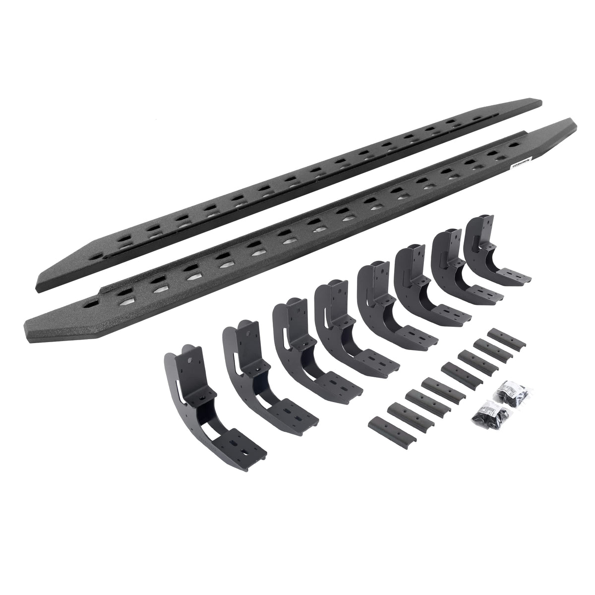 GO RHINO 69404887ST Go Rhino RB20 Slim Running Boards & Brackets | Galvanized Steel, Protective Bedliner Coating | 69404887ST | Fits 2019-2025 Chevrolet Silverado & GMC Sierra Crew Cab (See Description)