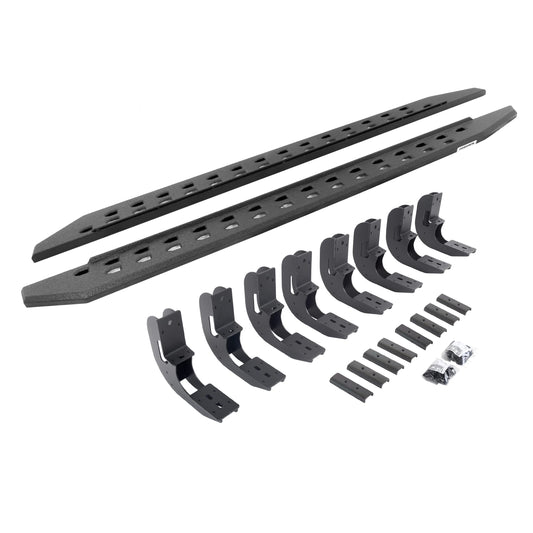 GO RHINO 69404887ST Go Rhino RB20 Slim Running Boards & Brackets | Galvanized Steel, Protective Bedliner Coating | 69404887ST | Fits 2019-2025 Chevrolet Silverado & GMC Sierra Crew Cab (See Description)