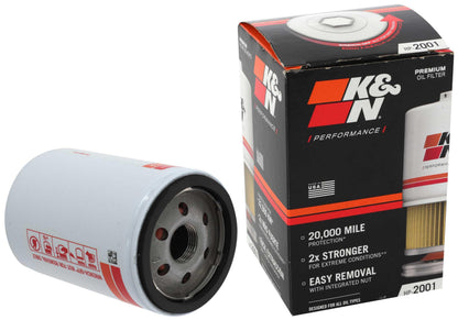 K&N FILTER HP-2001 K&N Oil Filter: 20,000 Mile Engine Protection with Wrench Off Nut, HP-2001