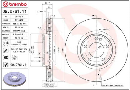 BREMBO 09D76111C02 Brembo Disc Brake Rotor 09.D761.11