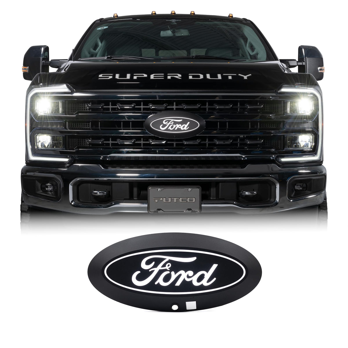Putco 92803 Putco Luminix White Oval LED Emblem - Fits Ford F250, F350, F450, F550 2023-2027 with Camera and Spray Washer