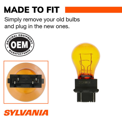 SYLVANIA 3157NALL.BP2 SYLVANIA 3157NA Long Life Amber Mini Bulb, Park & Turn Light, 2 Bulbs