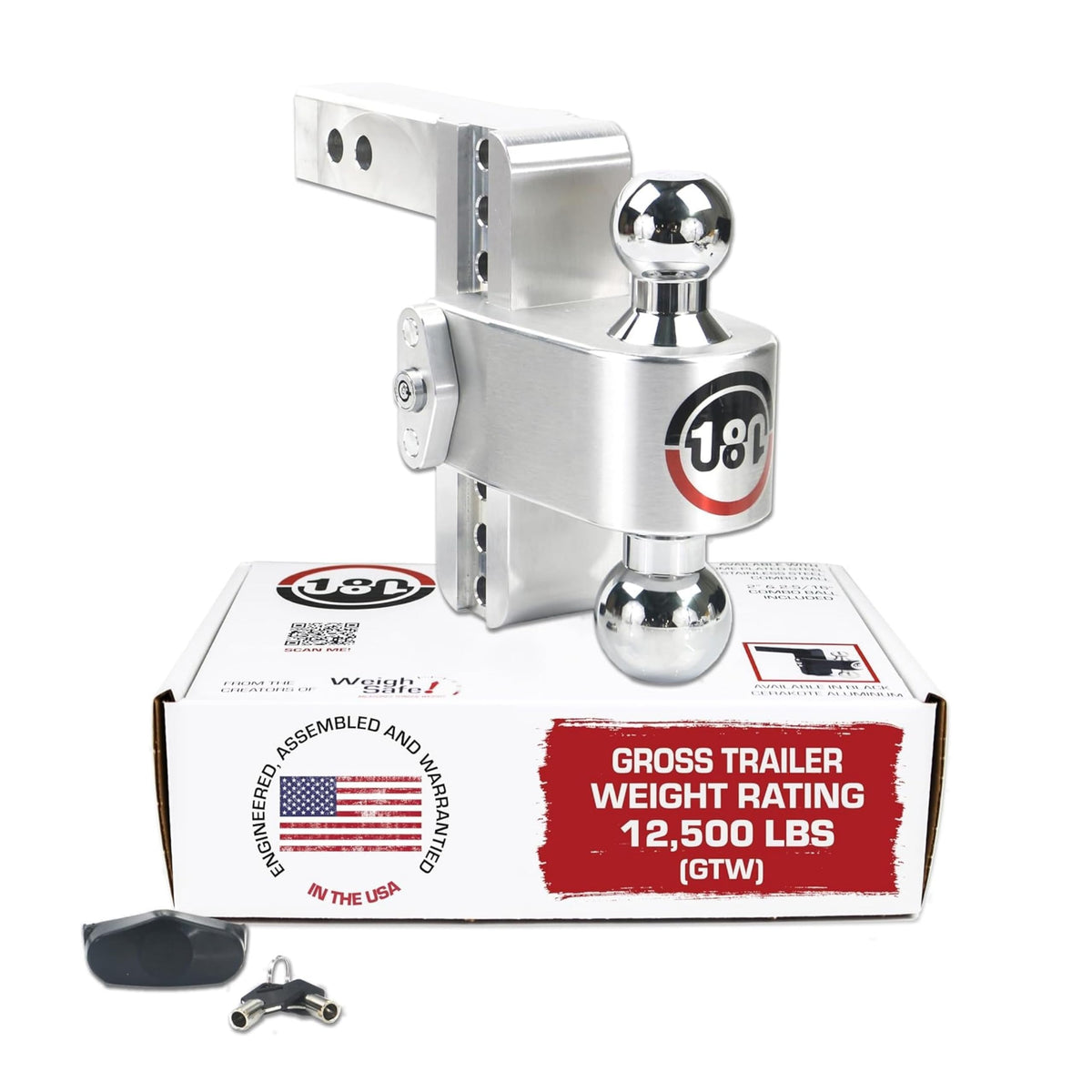 WEIGH SAFE CTB6-2 Weigh Safe Trailer Hitch Ball Mount, 6" Drop, 2" Receiver, Chrome Balls