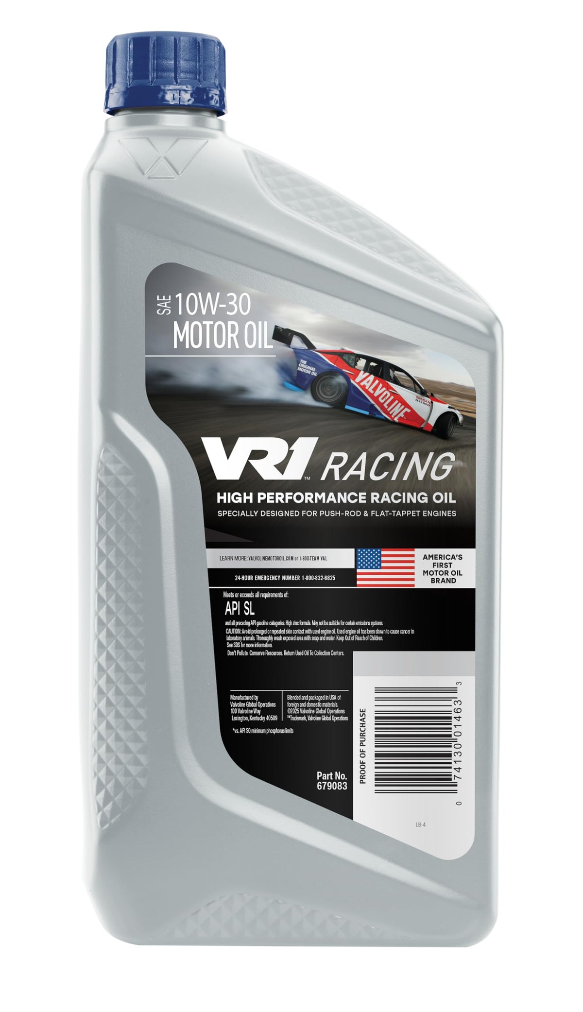 VALVOLINE 679083 Valvoline VR1 Racing Synthetic SAE 10W-30 Motor Oil 1 QT, Case of 6