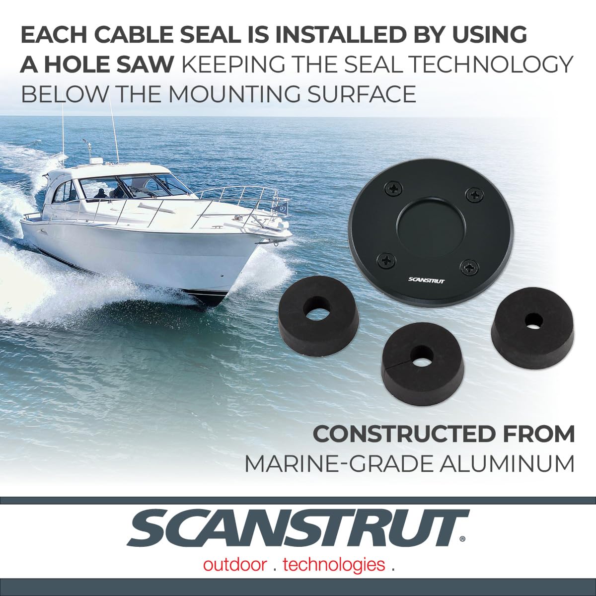 SCANSTRUT DS-LP-30-BLK Scanstrut DS-LP-30-BLK IP68 Low-Profile Cable Seal - Fits Cables 9-14mm (0.35"-0.55") & Connectors Ø30mm (1.18"), Black Aluminum