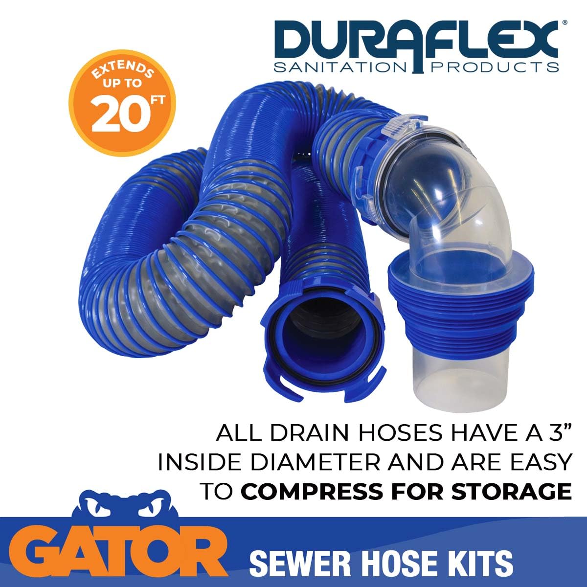 DURAFLEX 22006 Duraflex 22006 GATOR SEWER HOSE KIT 20' POLYMER