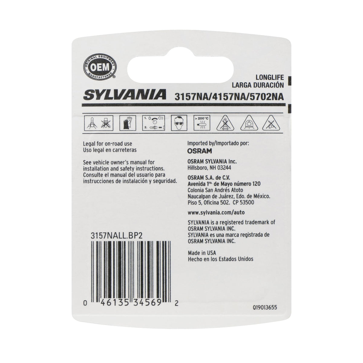 SYLVANIA 3157NALL.BP2 SYLVANIA 3157NA Long Life Amber Mini Bulb, Park & Turn Light, 2 Bulbs
