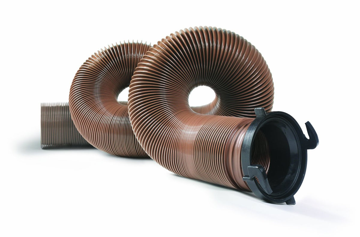CAMCO 39691 Camco 39691 Durable High Tensile Strength Sewer Steel Wire Core and Attached Bayonet Fittings Hose with 15 mils of HTS Vinyl, Brown, 15'