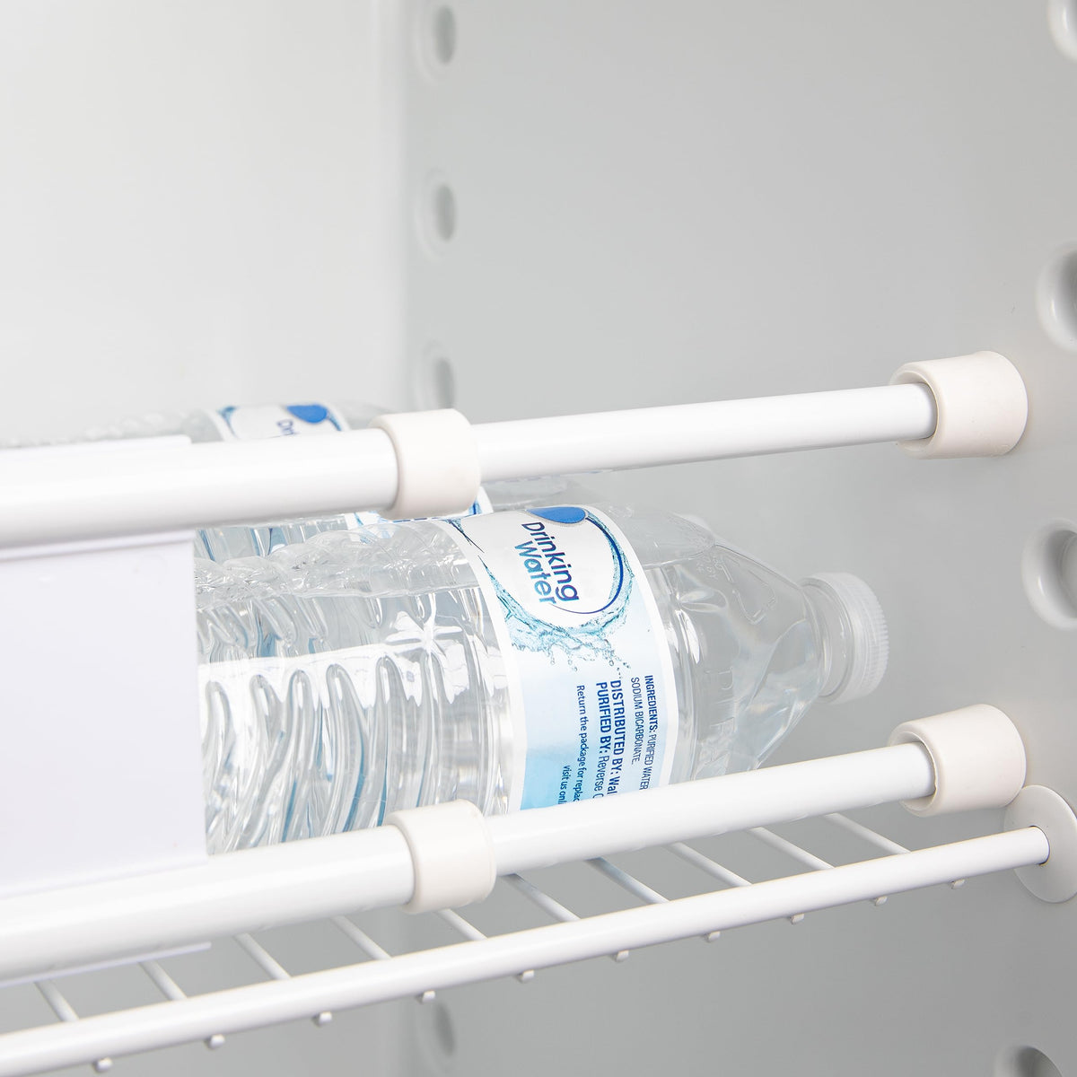 CAMCO 44073 Camco 28" Double RV Refrigerator Bar -Holds Food and Drinks in Place During Travel - Prevents Messy Spills - Spring Loaded and Extends Between 16" and 28" - White (44073)