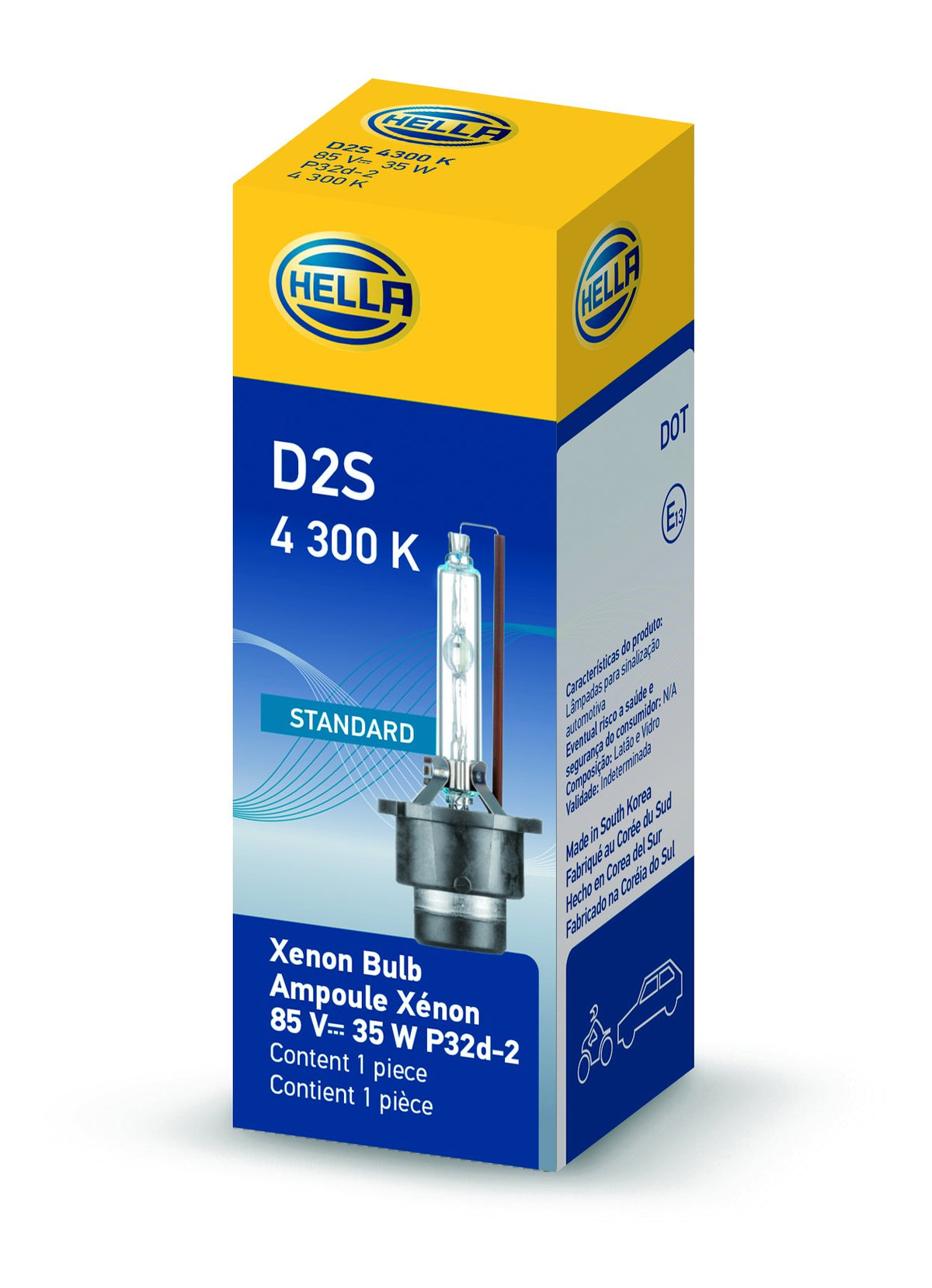 Hella D2S4300K D2S 4300 K Xenon Standard Bulb, (85V, 35W
