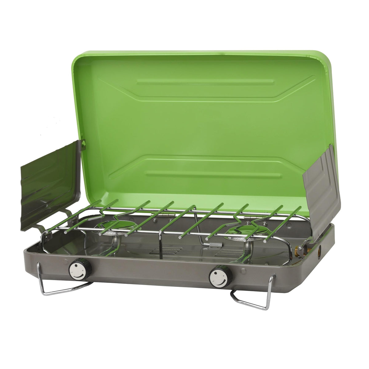 FLAME KING YSNVT-101 Flame King VT-101 2-Burner Portable Camping Stove Grill, Great for Outdoor Cooking, Backpacking, Compatible with 1LB Propane Gas Bottle