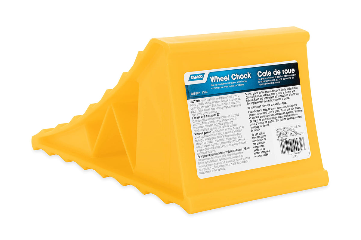 CAMCO 44432 Camco 44432 Wheel Chock Without Rope, Helps Keep Your Trailer or RV in Place (Pack of 1), Yellow