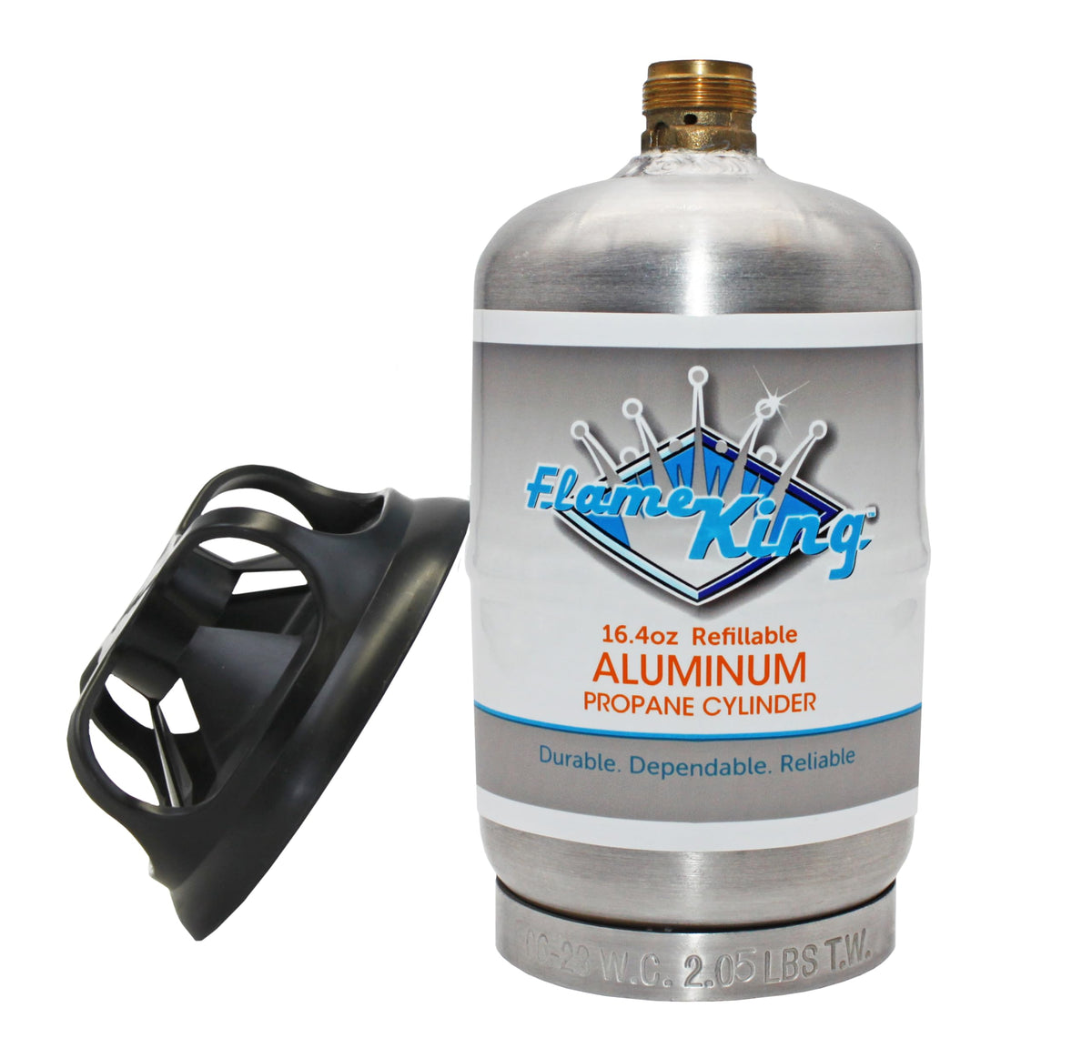 FLAME KING FK-1LB-ALM Flame King 1LB Empty Aluminum Propane Cylinder Tank - Corrosion-Resistant and Rust-Free, Great for Camping and Small Appliances
