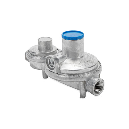 CAMCO 59323 Camco Horizontal Two Stage Propane Regulator - Compatible with 20 lb or 30 lb Propane Tanks with ACME Threads - 1/4-inch Female NPT inlet and 3/8-inch Female NPT outlet (59323)