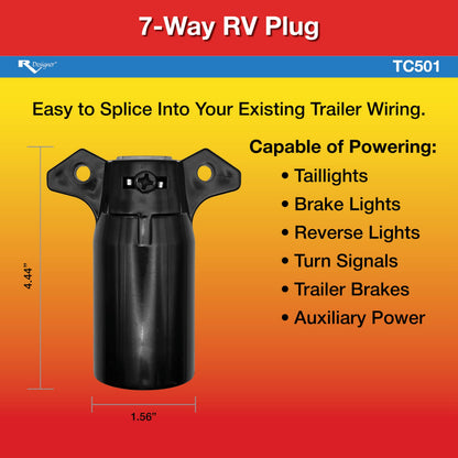 RV DESIGNER TC501 RV Designer TC501-7-Way RV Plug Blade Trailer Connector, Vehicle End