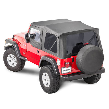 MASTERTOP 15111235 MasterTop Replacement Soft Top Fabric - Fits Jeep Wrangler TJ 1997-2006 - Jeep TJ Soft Top with Removeable Side Quarter & Rear Windows - (Black Diamond, With Upper Door Skins)