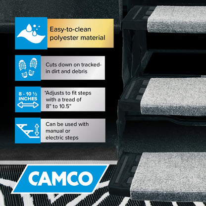 CAMCO 42925 Camco Wrap Around RV Step Rug - for Manual & Electric RV Steps - Easy Install, No Tools Required - Fits 18" Wide RV Steps - Weather-Resistant (42925)