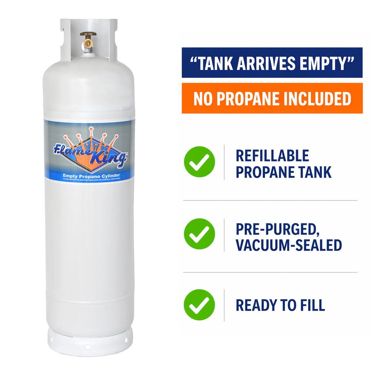 FLAME KING YSN60LB Flame King 60LB POL Steel Propane Tank Refillable Cylinder for RV, Lunch Truck