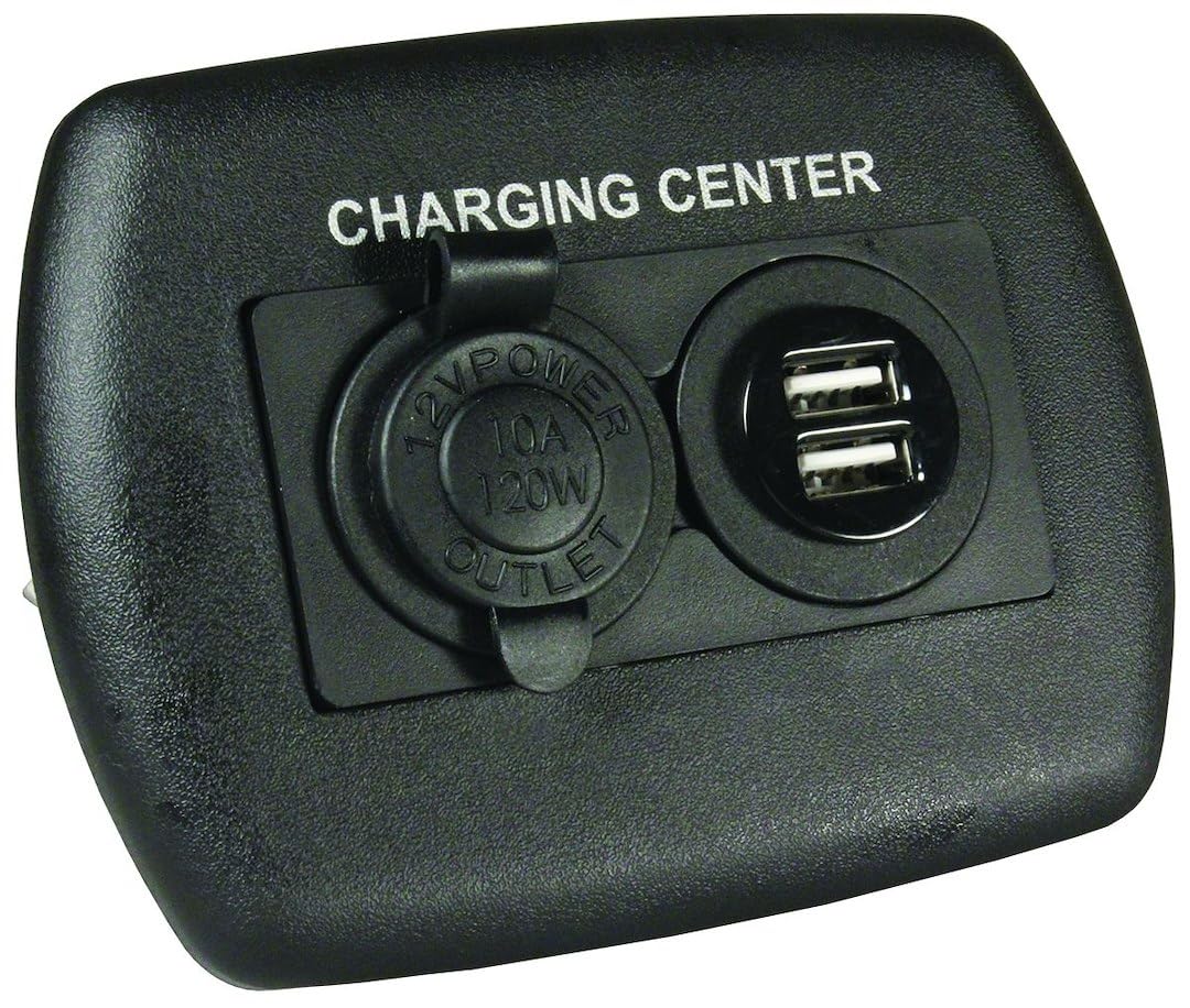 JR PRODUCTS 15095 JR Products 15095 12V/USB Charging Center - Black