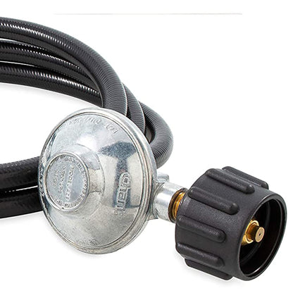 CAMCO 57629 Camco Regulator with 6 Foot Propane Hose and Female Quick Connect Acme Nut for Low Pressure Gas Appliances, Black (Gas Bottle Sold Separately)