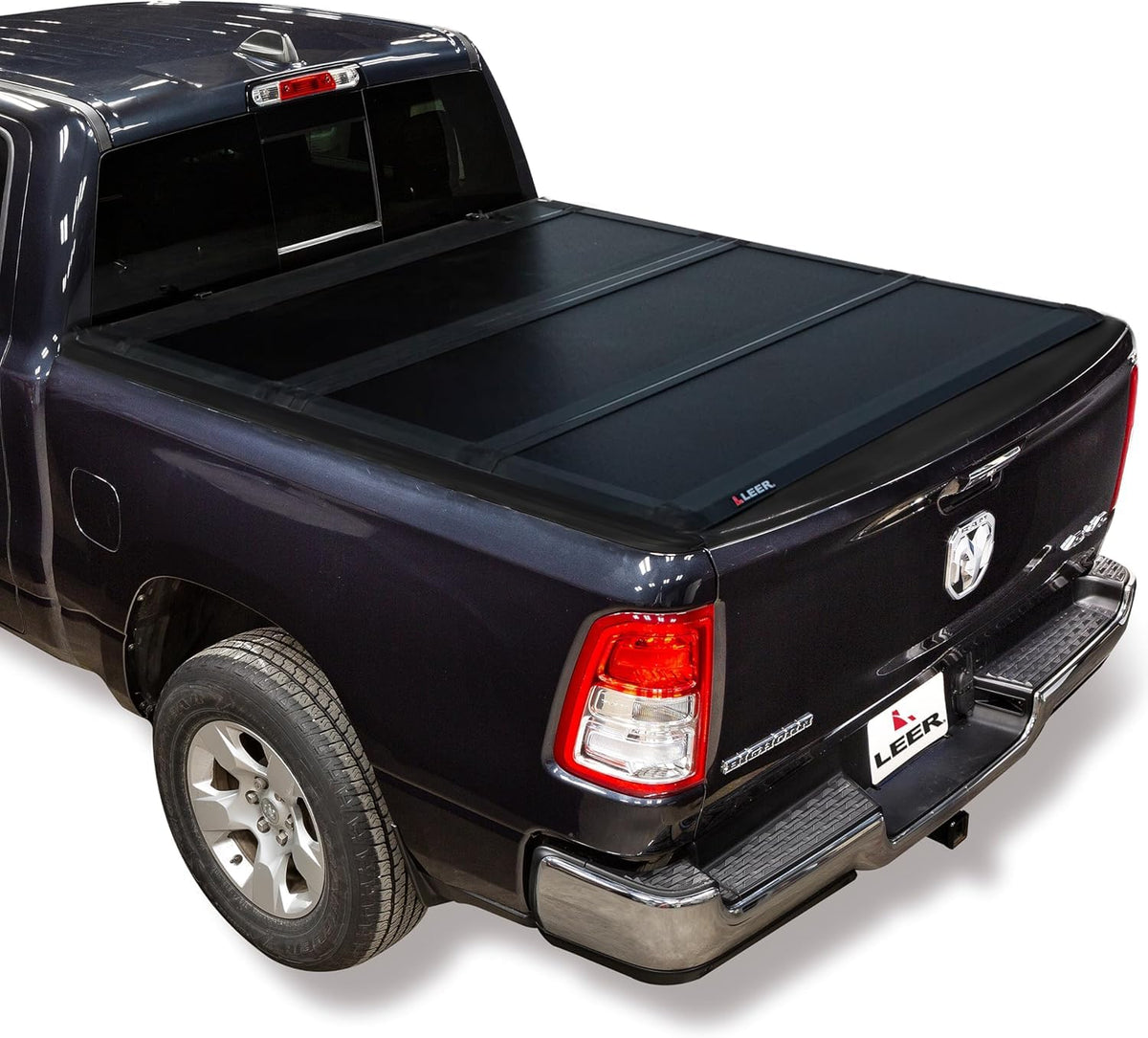 LEER 631298 LEER HF350M Tri-Folding Truck Bed Tonneau Cover, Fits Dodge Ram Without 60/40 Tailgate, Years 2019-2025, 5'7" Truck Bed, Black