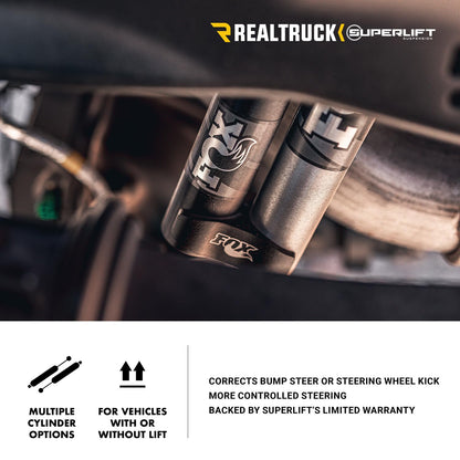 SUPERLIFT 92753 RealTruck SUPERLIFT SUSPENSION Dual Steering Stabilizer Kit for Ford F-250/F-350 | Fox 2.0 Series Cylinders | 92753 | Fits 2023-2024 Ford F-250/F-350 4WD No Lift Height to Any Lift Height