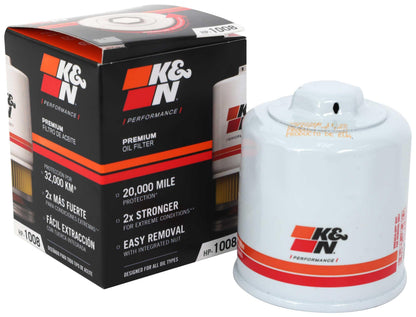 K&N FILTER HP-1008 K&N Oil Filter: 20,000 Mile Engine Protection with Wrench Off Nut, HP-1008