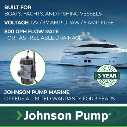 JOHNSON PUMP 10-13626-05 Johnson Pump 10-13626-05 Aqua Void Bilge Pump - 12V, 800 GPH