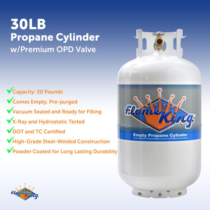 FLAME KING YSN301 Flame King YSN-301 30 Pound Steel Propane Tank Cylinder with Type 1 Overflow Protection Device Valve DOT and TC Compliant